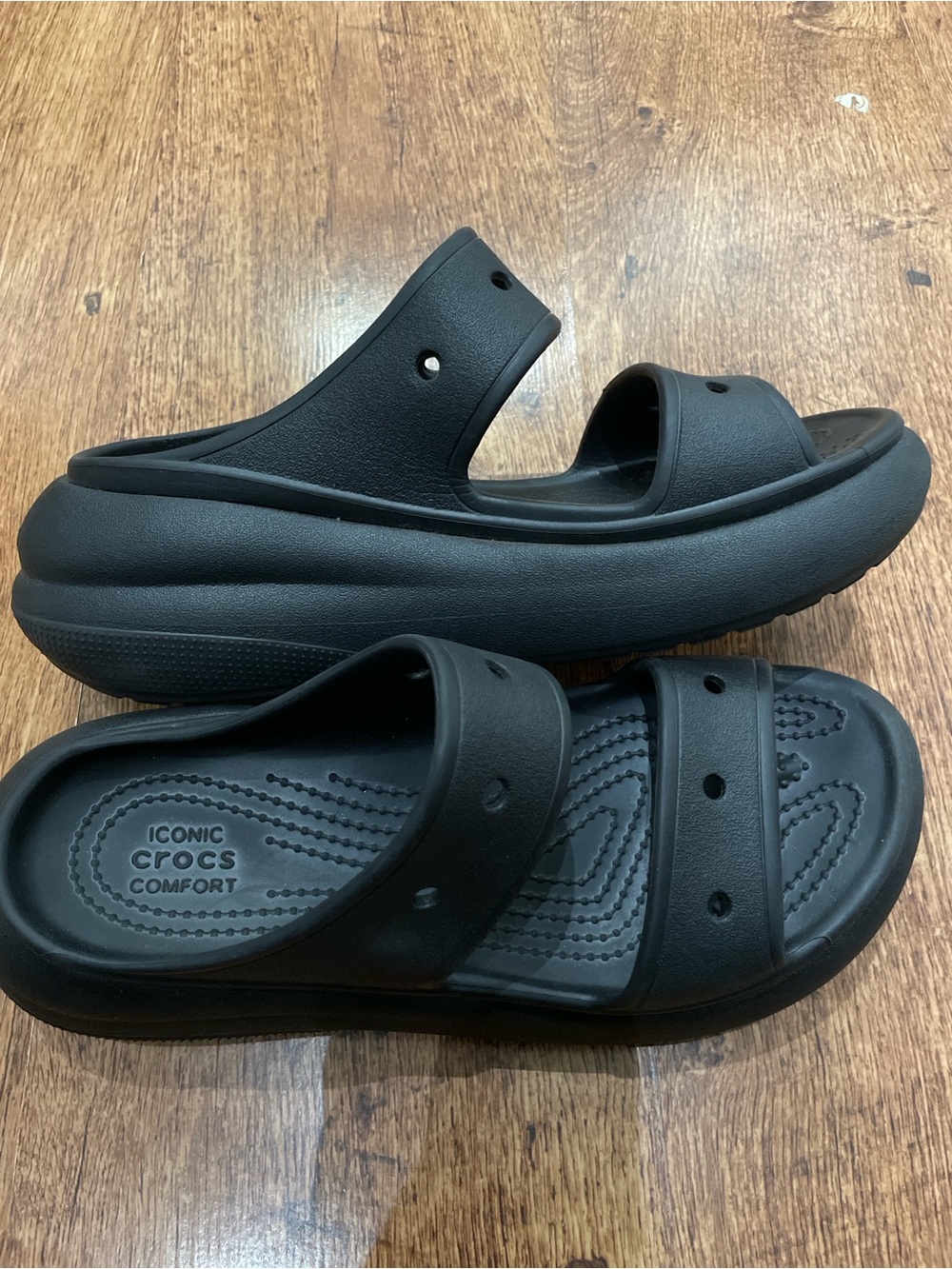 CROCS Black Dual-Strap Platform Slide Sandals
